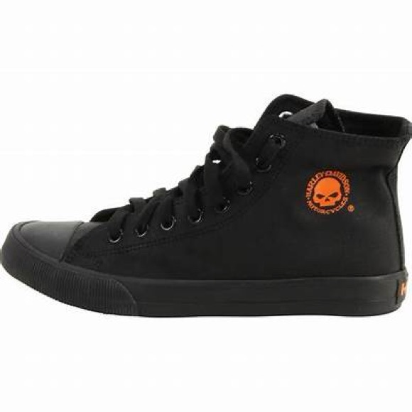 Harley-Davidson-Baxter Sneakers Black/Orange Men's Skull High Top Shoes 9.5 NWT - Picture 5 of 11